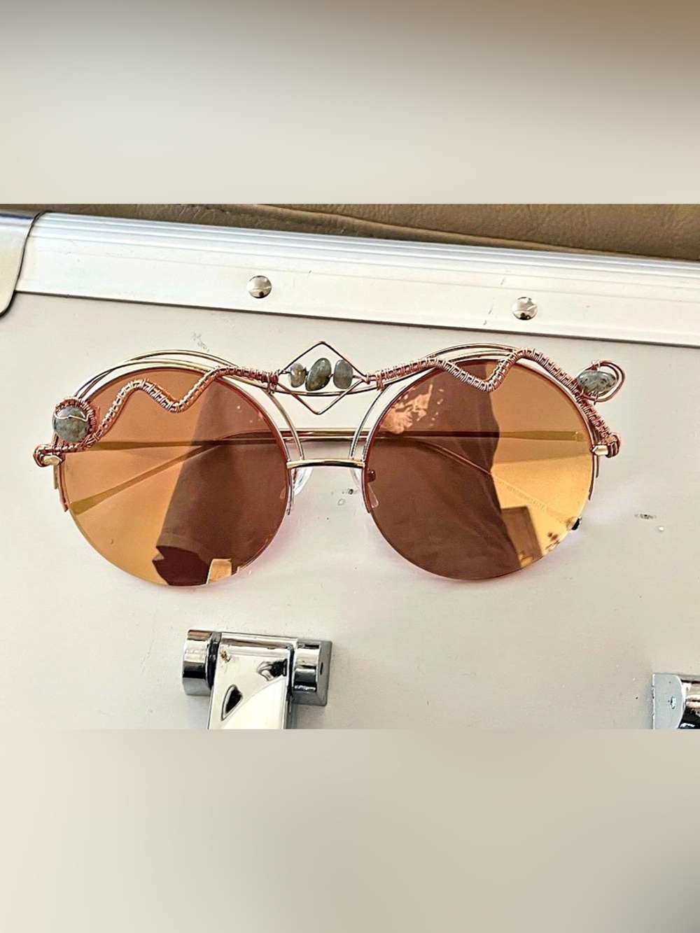 Round Brown & Pink Sunglasses Like New